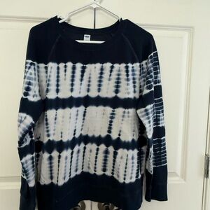 Old Navy Navy Blue and White Tie-Dye Top